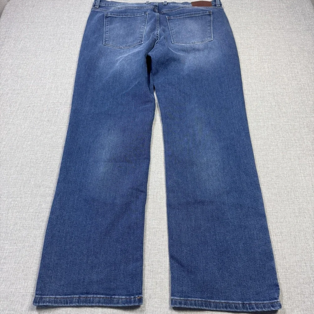 Mott & Bow Jeans Mens 38x32 Straight Blue Medium Wash Stretch Pockets Logo Denim